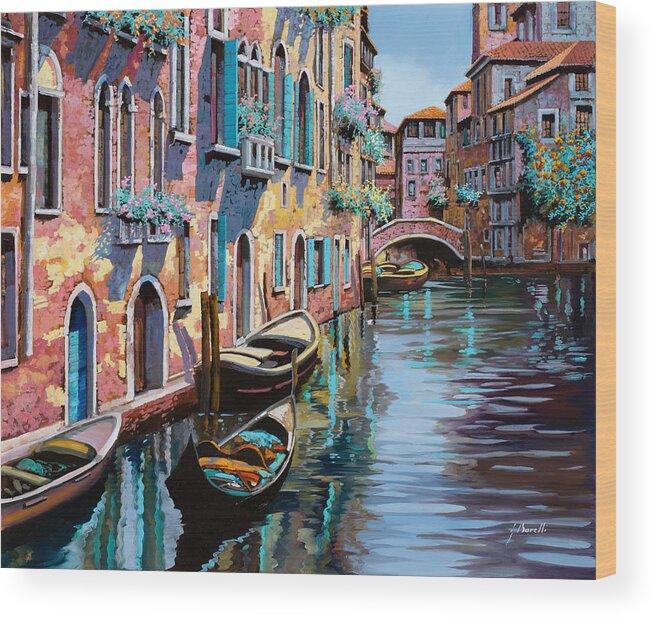 Venice Wood Print featuring the painting Venezia Tutta Rosa by Guido Borelli