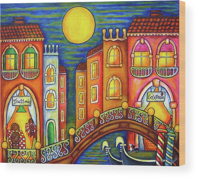 Colourful Wood Print featuring the painting Venice Soiree by Lisa Lorenz