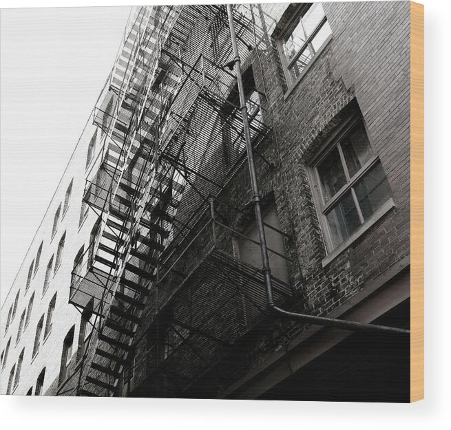 Milwaukee Wood Print featuring the photograph Vintage Fire Escape by Marilyn Hunt