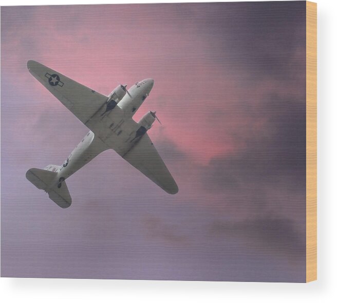 Airplane Wood Print featuring the photograph Vintage Navy Prop Plane by David and Carol Kelly