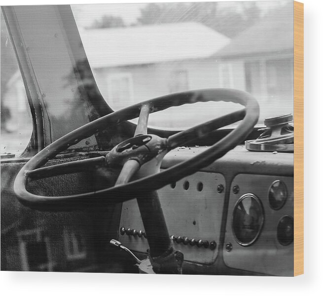 Steering Wood Print featuring the photograph Vintage steering by Adam Reinhart
