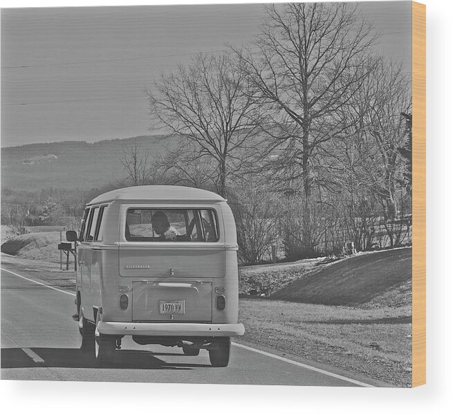 1960’s Wood Print featuring the photograph Old School Hippy Van by Tracy Rice Frame Of Mind