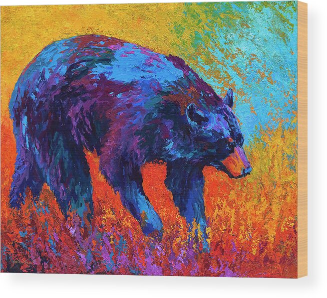Bear Wood Print featuring the painting Walkabout by Marion Rose