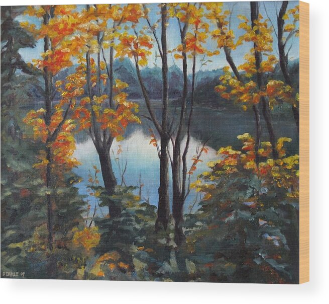 Landscape Wood Print featuring the painting Water by Diane Daigle