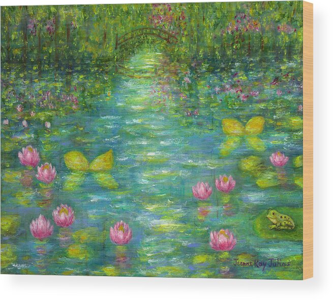 Water Wood Print featuring the painting Waterlily Butterflies by Jeanne Juhos
