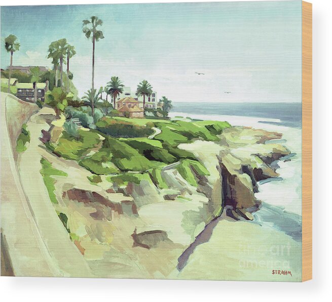Wedding Bowl Wood Print featuring the painting Wedding Bowl at Cuvier Park La Jolla San Diego California by Paul Strahm