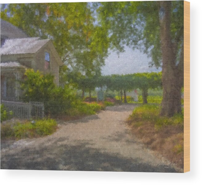 Westport Rivers Vineyard Wood Print featuring the painting Westport Rivers Vineyard Entrance by Bill McEntee