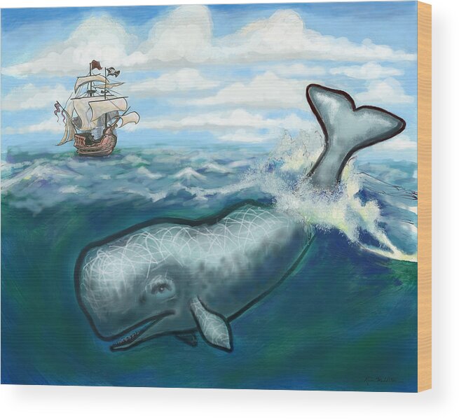 Whale Wood Print featuring the digital art Whale Ho by Kevin Middleton