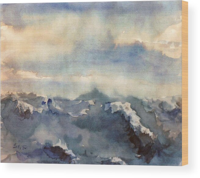 Seascape Wood Print featuring the painting Where Sky Meets Ocean by Steve Karol