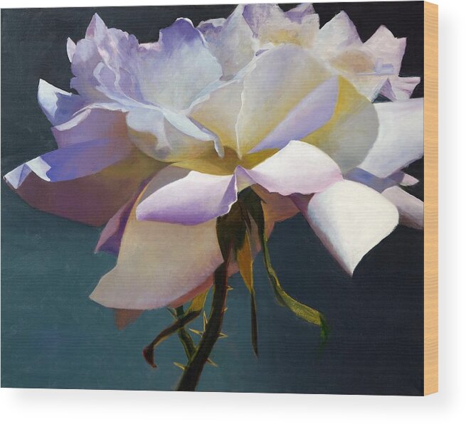 Artwork Wood Print featuring the painting White Rose Of Eden by Jessica Anne Thomas
