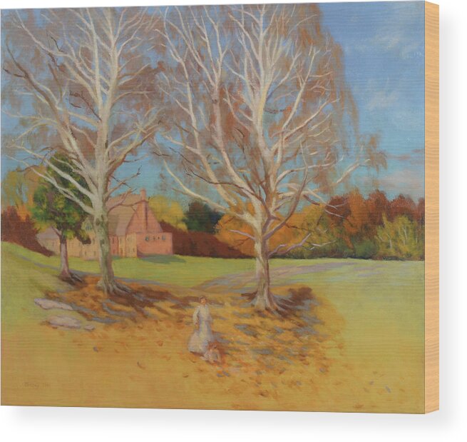 White Tree Wood Print featuring the painting White Song Fall by Bruce Zboray