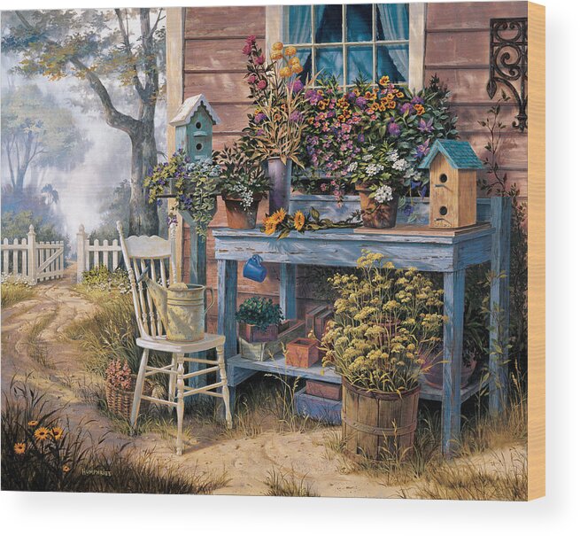 Michael Humphries Wood Print featuring the painting Wildflowers by Michael Humphries
