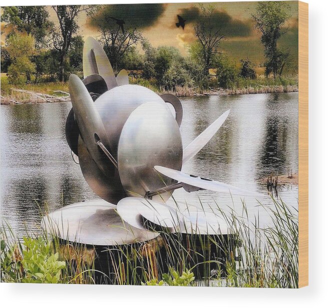 Wind Sculpture Wood Print featuring the photograph Wind Sculpture by George Baker #2 by Janette Boyd