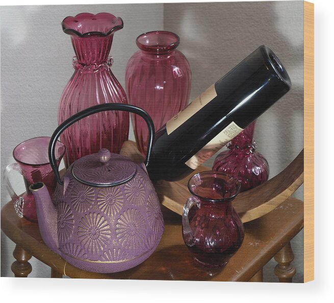 Still Life Wood Print featuring the photograph Wine and Tea by Richard Thomas
