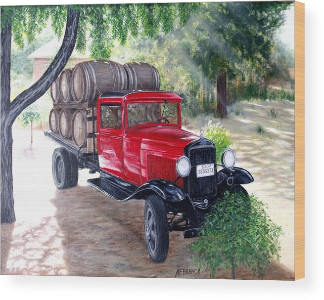 Wine Wood Print featuring the painting Wine Wagon by Antonio F Branco
