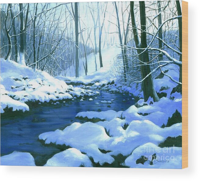 Snow Wood Print featuring the painting Winter Blues by Michael Swanson