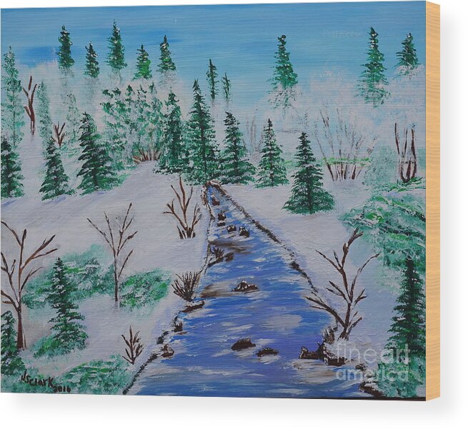 Snow Wood Print featuring the painting Winter Calmness by Jimmy Clark
