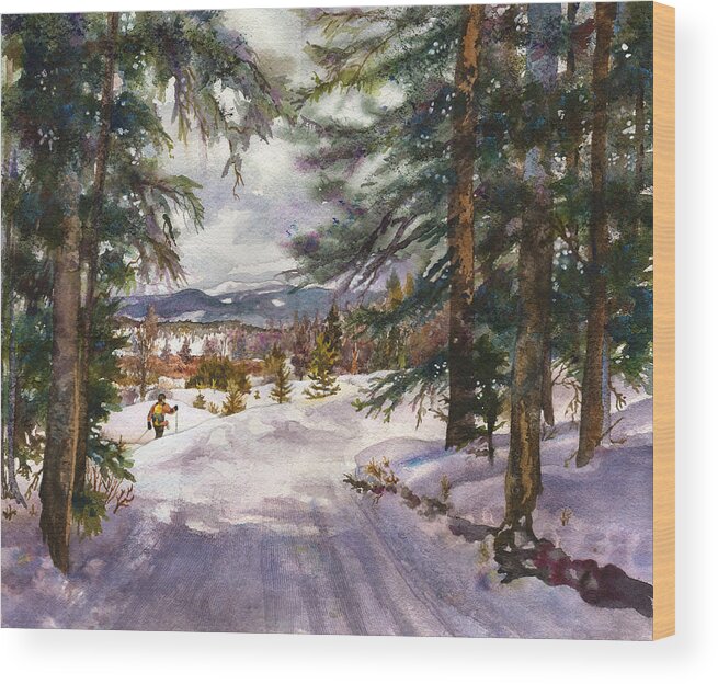 Colorado Snowy Mountains Painting Wood Print featuring the painting Winter Solace by Anne Gifford