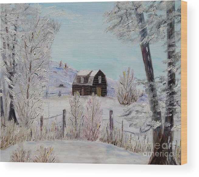 Winter Wood Print featuring the painting Winter solace by Marilyn McNish