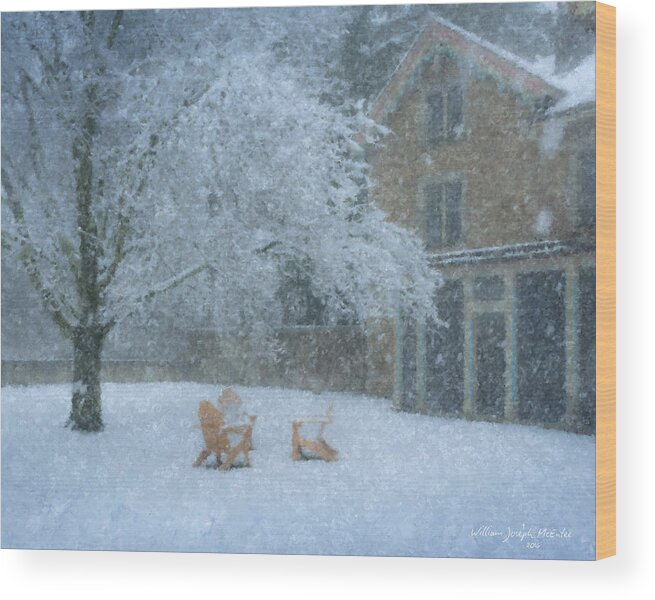 Winter Wood Print featuring the painting Winter Tea at Queset House by Bill McEntee