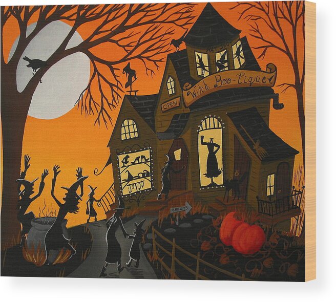 Art Wood Print featuring the painting Witch Bootique by Debbie Criswell