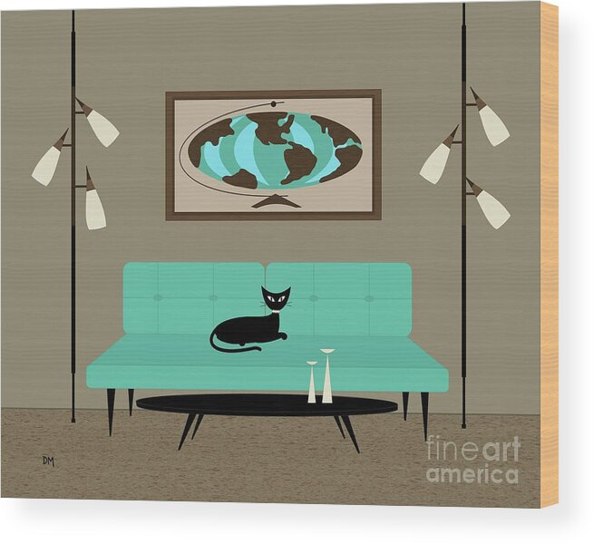 Mid Century Modern Wood Print featuring the digital art Witco World by Donna Mibus