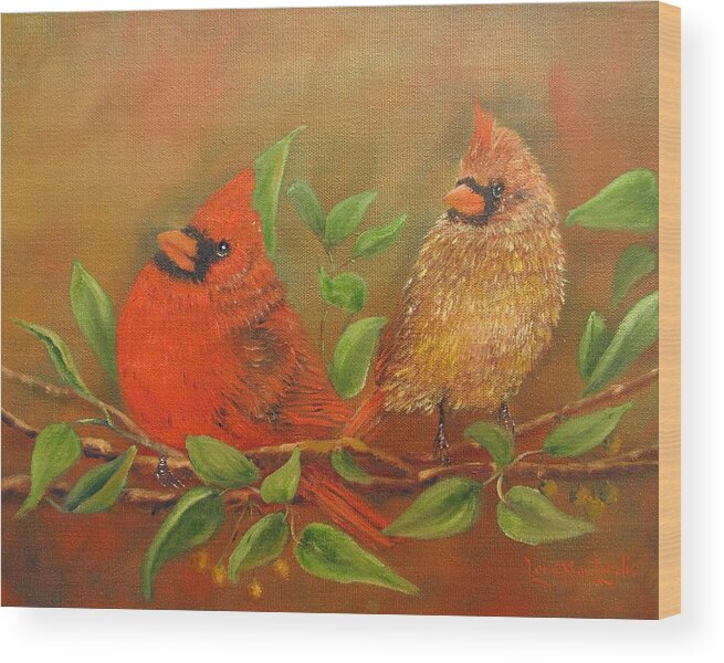 Birds Wood Print featuring the painting Woodland Royalty by Loretta Luglio