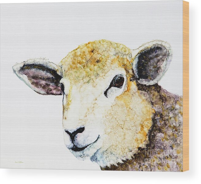 Woolyfrog Wood Print featuring the painting My Wool by Jan Killian