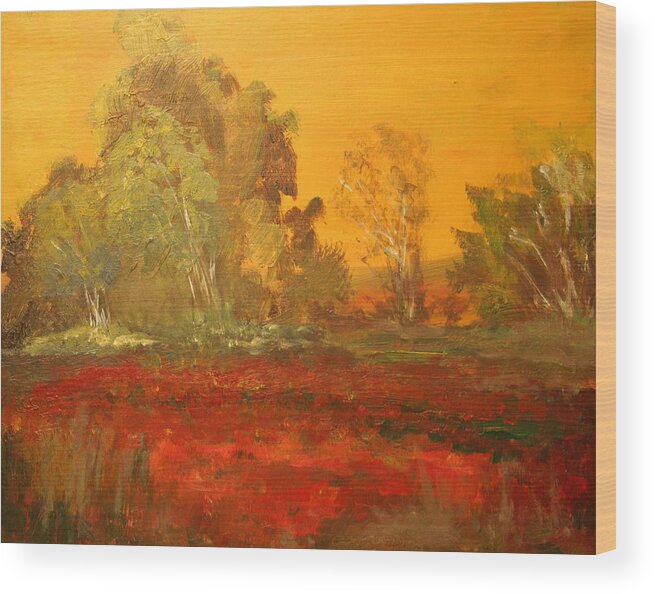 Paintings Wood Print featuring the painting Yellow and Red landscape by Julie Lueders 