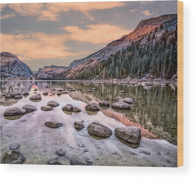 Yosemite Wood Print featuring the photograph Yosmite and Merced River Sunset by Gigi Ebert