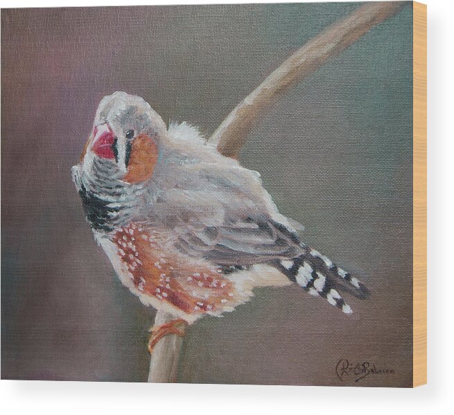 Finch Wood Print featuring the painting Zebra Finch by Kirsty Rebecca