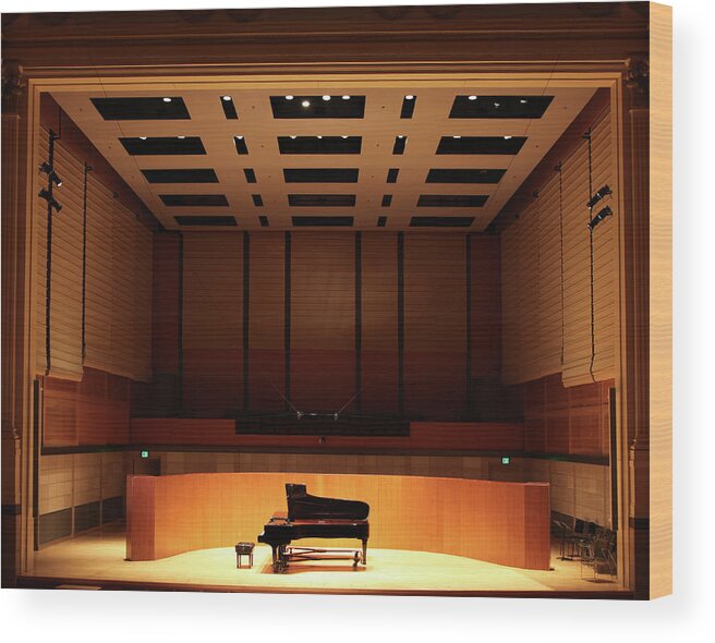 Empty Wood Print featuring the photograph Grand Piano On Stage #1 by Yenwen