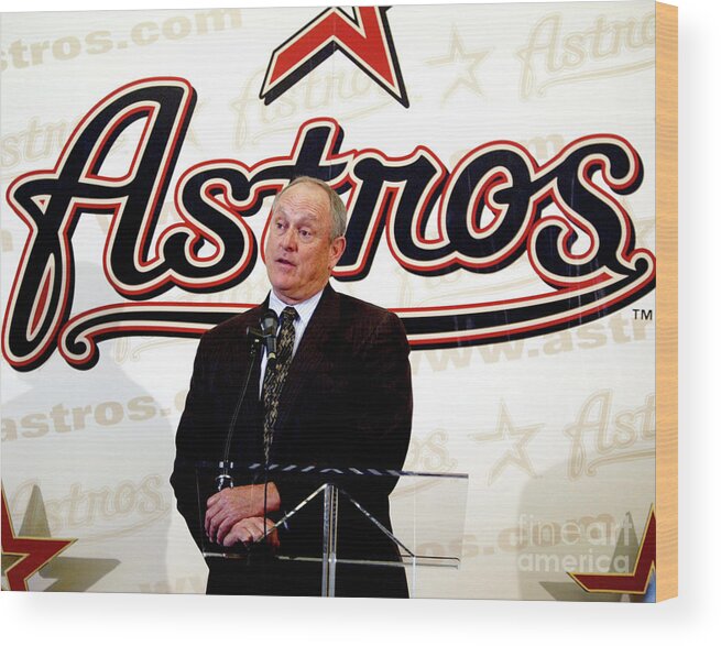 Sport Wood Print featuring the photograph Houston Astros Sign Nolan Ryan To #1 by Bob Levey