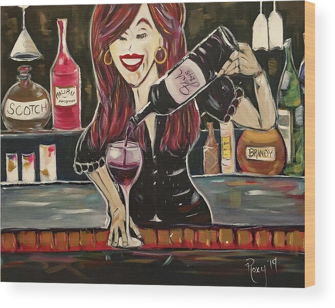 Bartender Wood Print featuring the painting Sassy Notes featuring Dana Doom by Roxy Rich