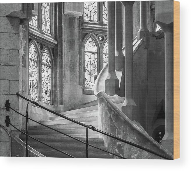 Sagrada Wood Print featuring the photograph Shadows of Sagrada Familia #1 by Douglas Wielfaert
