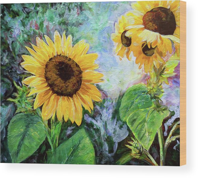 Acrylic Wood Print featuring the painting Sunflowers by Michele A Loftus