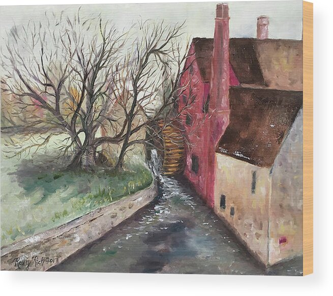 Castle Combe Wood Print featuring the painting The Water Wheel by Roxy Rich