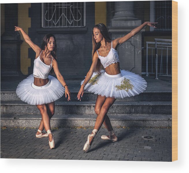 Ballerina Wood Print featuring the photograph Two Ballerinas by Vasil Nanev