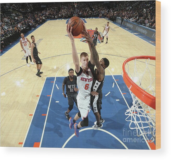 Nba Pro Basketball Wood Print featuring the photograph Brooklyn Nets V New York Knicks by Nathaniel S. Butler