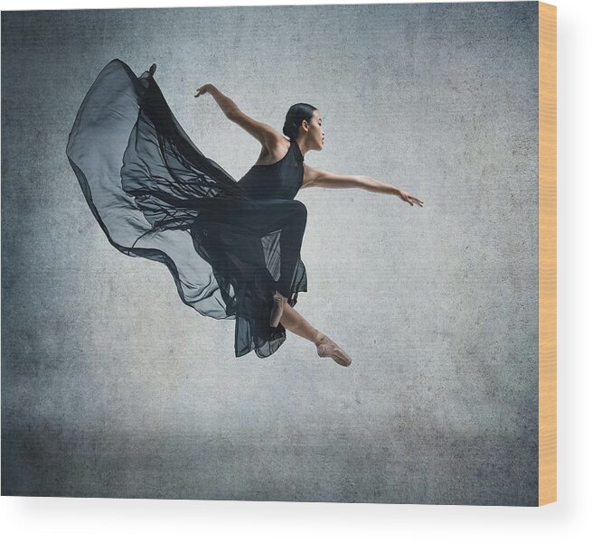 Dance Wood Print featuring the photograph Flying #2 by Rob Li