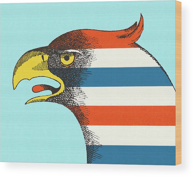 4th Of July Wood Print featuring the drawing Head of an Eagle #2 by CSA Images