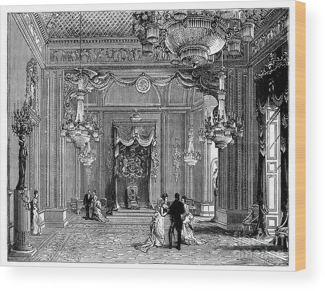 Engraving Wood Print featuring the drawing The Throne Room, Buckingham Palace #2 by Print Collector