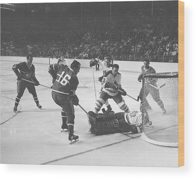 National Hockey League Wood Print featuring the photograph Toronto Maple Leafs V Montreal Canadiens #2 by Denis Brodeur