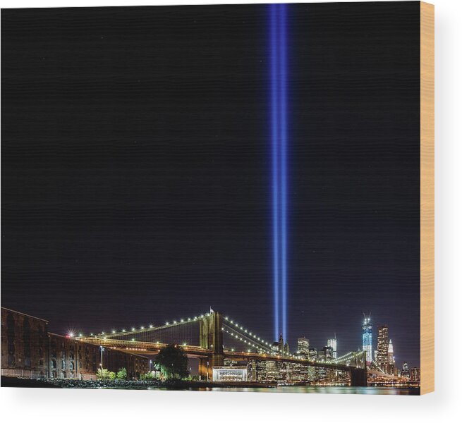 Laser Wood Print featuring the photograph 2012 Tribute In Light 911 Memorial In by Ryan D. Budhu