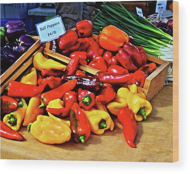 Bell Peppers Wood Print featuring the photograph 2019 Monona Farmers' Market Septembers Peppers 1 by Janis Senungetuk