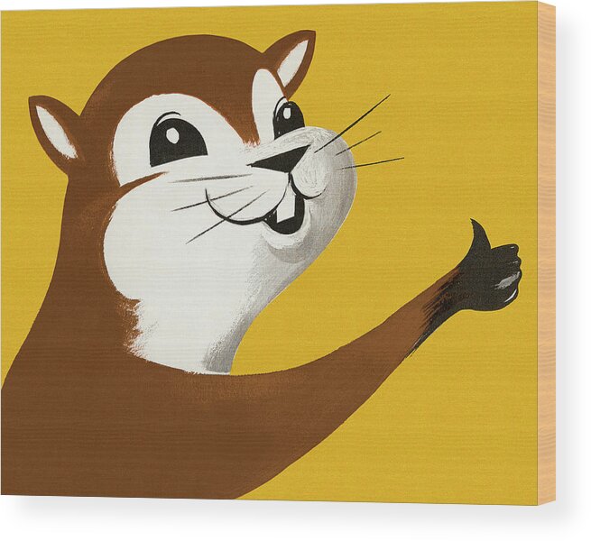 Animal Wood Print featuring the drawing Squirrel #22 by CSA Images