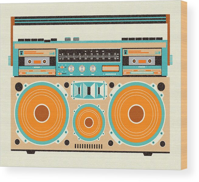 Audio Wood Print featuring the drawing Boom Box #3 by CSA Images