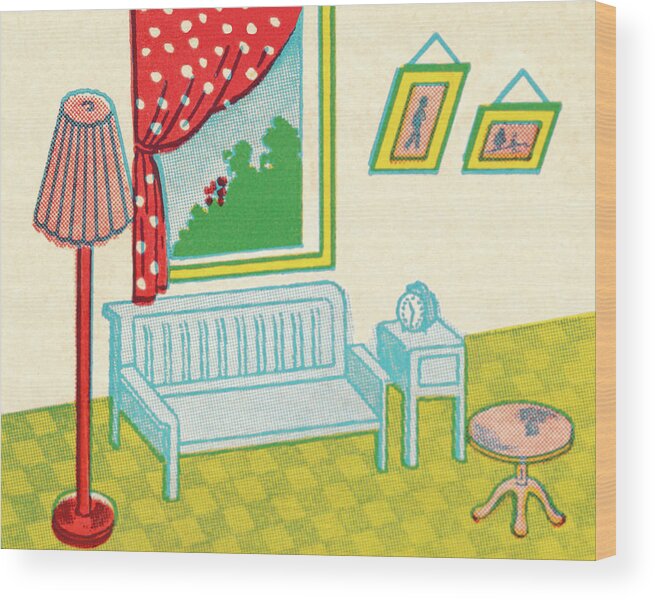Campy Wood Print featuring the drawing Living Room #3 by CSA Images