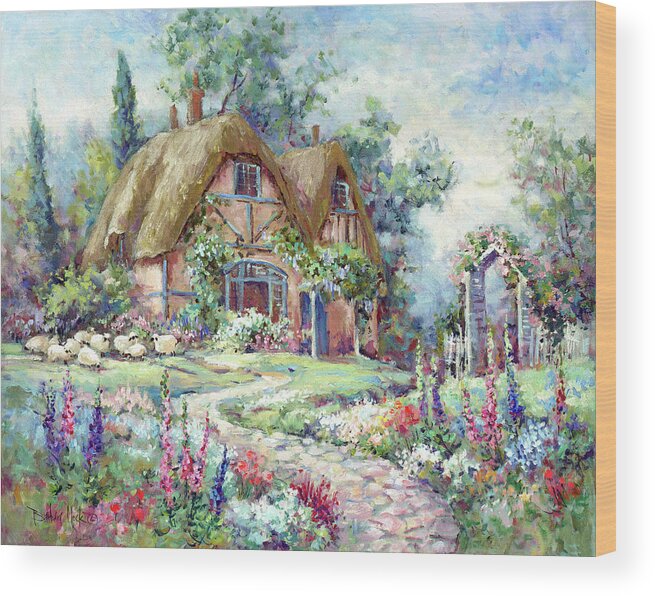 Cottage At Byers Green Wood Print featuring the painting 789 Cottage At Byers Green by Barbara Mock