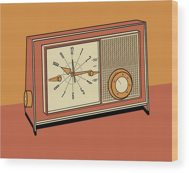 Alarm Wood Print featuring the drawing Alarm Clock #9 by CSA Images